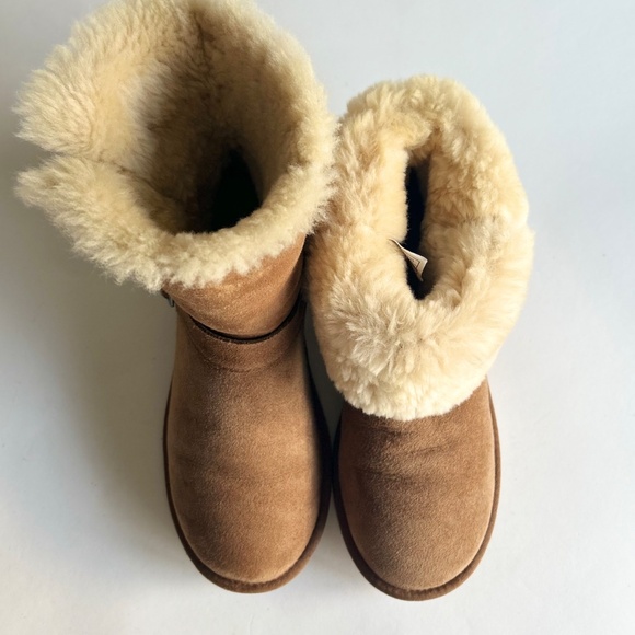 Unbranded Tan Suede Genuine Leather Sheepskin Lining Mid Calf Boots size 9 - Picture 5 of 14